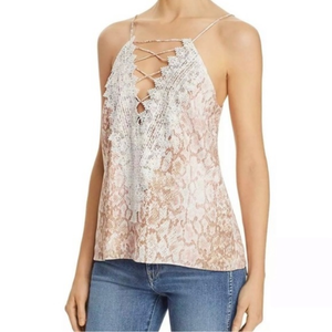 WAYF Size Large Pastel Snakeskin‎ Posie Sheer Lace Sleeveless Strappy Camisole